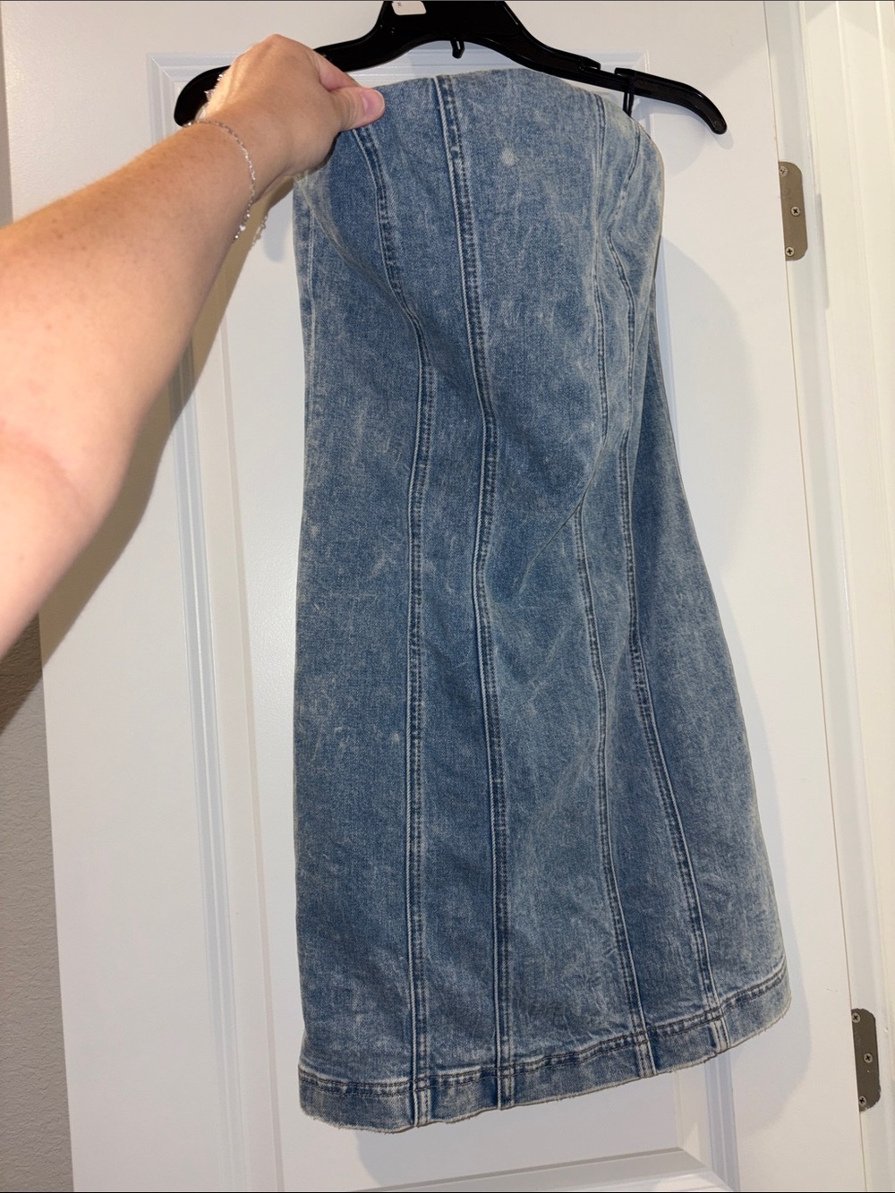 Alice + Olivia Washed Blue Denim Pencil Skirt